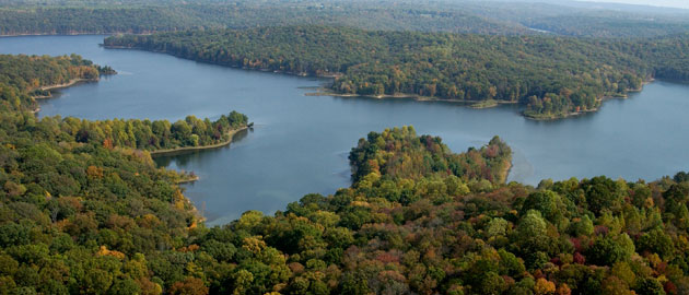 Aerial view of lake